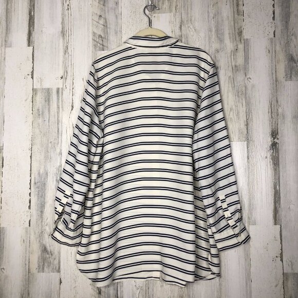 Talbots Womens Blue Striped Button Down Shirt 1X - Picture 2 of 4